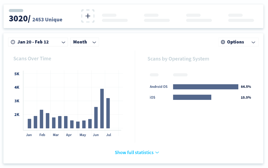 Demo version of QR Code tracking metrics available with QR Code Generator software
